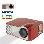 Personal Micro LED Projector with Remote Control, Built in Speaker, Support HDMI / VGA / S-Video Input (Red)