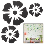 Large + Middle + Small Size Flower Shaped DIY Adhesive Wall Sticker Decal Wallpaper House Interior Decor (Black)