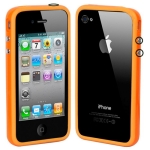 Bumper Frame TPU + PC with Keys for iPhone 4 & 4S (Orange)