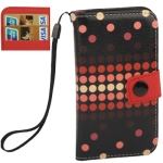 Wave Point Pattern Horizontal Flip Leather Case with Credit Card Slots for iPhone 4& 4S (Black)