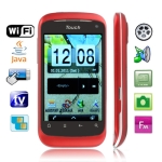 HI7 Red, Analog TV(PAL/NTSC/SECAM), Wifi JAVA Bluetooth FM function Touch Screen Mobile Phone, Dual Sim cards Dual standby, Quad band, Network: GSM850/ 900 / 1800/ 1900MHZ