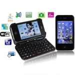 T7000, 360 Degree Menu Rotate & Leather Case with Keyboard, Analog TV (SECAM/PAL/NTSC) & WIFI & JAVA, Bluetooth FM Function Touch Screen Mobile Phone, Dual Sim cards Dual Standby Dual cameras, Quad band, Network: GSM850/900/1800/1900MHZ (Black)