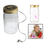 Sound / Touch Activated Firefly Toy with 1-LED Pink Light & Glass Storage Jar Bottle
