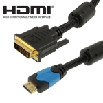 1.5m HDMI 19Pin Male to DVI 24+1 Pin Male cable, 1.3 Version (Gold Plated)