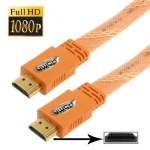 Braided HDMI to HDMI 19Pin Flat Cable, 1.3 Version, Support HD TV / Xbox 360 / PS3 etc, Length: 1.8m (Gold Plated)
