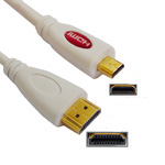 Gold Plated Micro HDMI Male to HDMI Male Cable, Length: 1.5M (White)