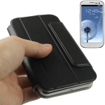 Flip Leather Case Cover Pouch with Holder for Samsung Galaxy SIII / i9300 (Black)