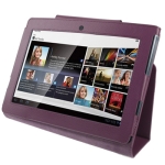 Leather Case with Holder for Sony Tablet S / S1 (Purple)