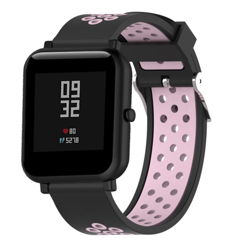 

Double Colour Silicone Sport Wrist Strap for Xiaomi Huami Amazfit Bip Lite Version 20mm(Black Pink)