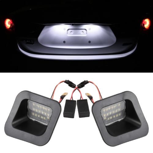 

2 PCS DC12V / 2W / 6000K / 120LM Car LED License Plate Light 18LEDs SMD-3528 Lamps for Dodge, White Light