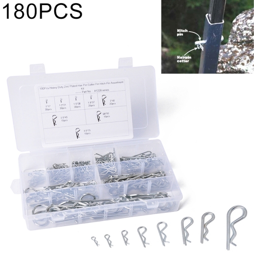

180 PCS Heavy Duty Zinc Plated Cotter R Tractor Clip Pin for Car / Boat / Garages
