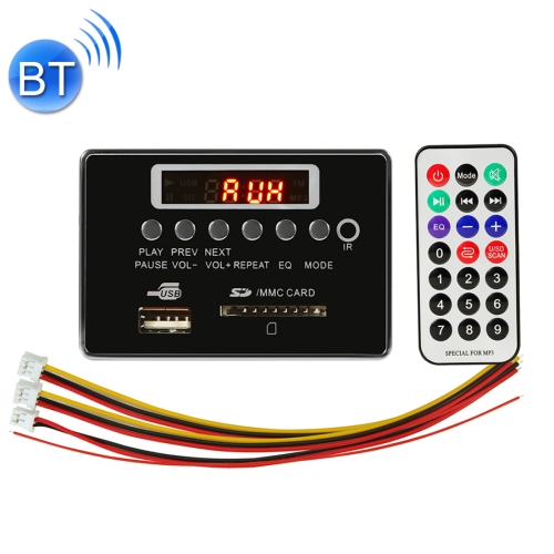 Car 5V Audio MP3 Player Decoder Board FM Radio SD Card USB AUX, with Bluetooth / Remote Control (Black)
Car 5V Audio MP3 Player Decoder Board FM Radio SD Card USB AUX, with Bluetooth / Remote Control (Black)