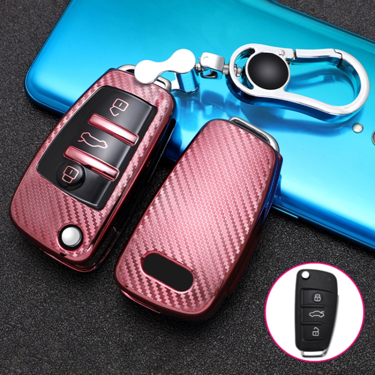 For Audi Folding 3-button Car TPU Key Protective Cover Key Case with Key Ring (Pink) 
For Audi Folding 3-button Car TPU Key Protective Cover Key Case with Key Ring (Pink)