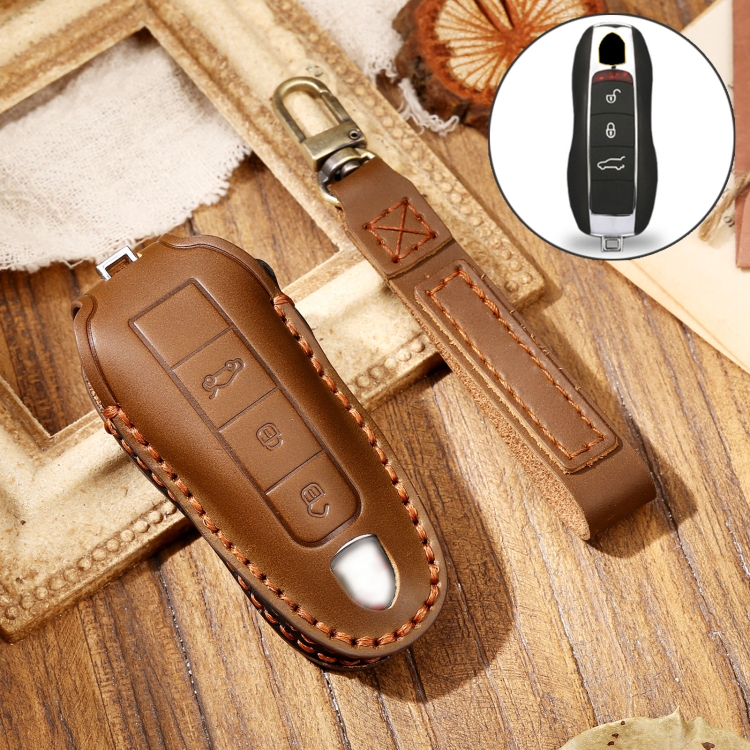 Hallmo Car Cowhide Leather Key Protective Cover Key Case for Porsche Macan 718 2021 A Style (Brown)
Hallmo Car Cowhide Leather Key Protective Cover Key Case for Porsche Macan 718 2021 A Style (Brown)