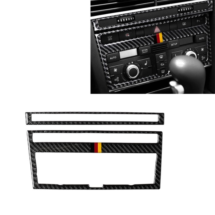 Car Carbon Fiber German Flag Color Air Conditioning CD Panel Decorative Sticker for Audi A6 2005-2011, Left and Right Drive Universal
Car Carbon Fiber German Flag Color Air Conditioning CD Panel Decorative Sticker for Audi A6 2005-2011, Left and Right Drive Universal