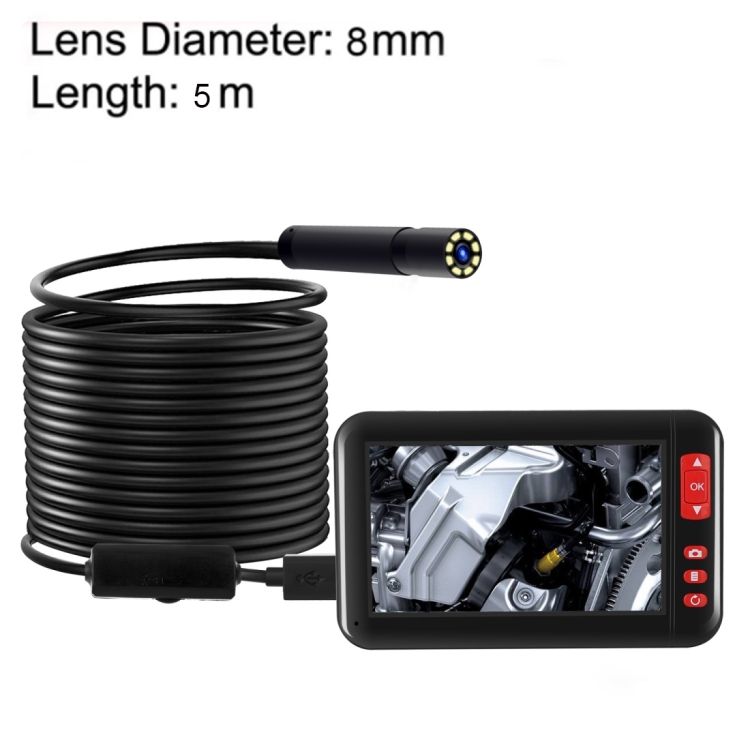 F200 4.3 Inch Screen Display HD1080P Snake Tube Inspection Endoscope with 8 LEDs, Length: 5m, Lens Diameter: 8mm, Hard Line
F200 4.3 Inch Screen Display HD1080P Snake Tube Inspection Endoscope with 8 LEDs, Length: 5m, Lens Diameter: 8mm, Hard Line