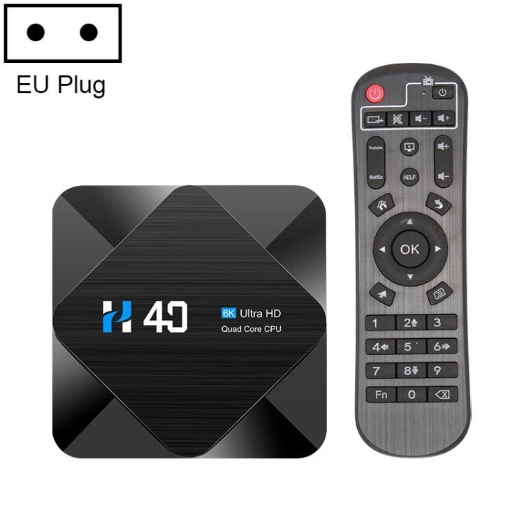H40 4K Ultra HD Smart TV BOX Android 10.0 Media Player wtih Remote Control, Quad-core, RAM: 4GB, ROM: 32GB(EU Plug)
H40 4K Ultra HD Smart TV BOX Android 10.0 Media Player wtih Remote Control, Quad-core, RAM: 4GB, ROM: 32GB(EU Plug)