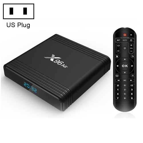 

X96 Air 4K Smart TV BOX Android 9.0 Media Player wtih Remote Control, Quad-core Amlogic S905X3, RAM: 4GB, ROM: 32GB, Dual Band WiFi, Bluetooth, US Plug