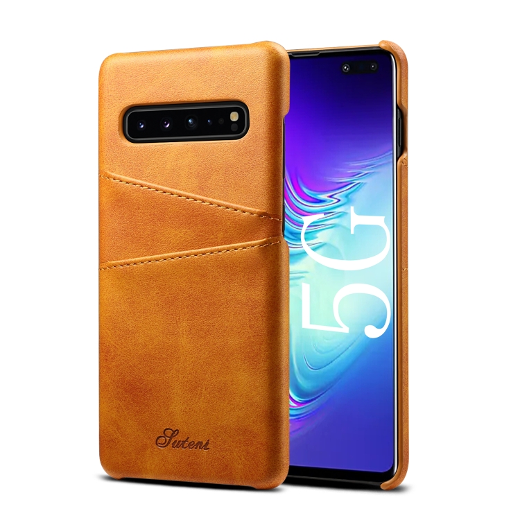 Suteni Calf Texture Back Cover Protective Case with Card Slots for Galaxy S10 5G(Khaki) 
Suteni Calf Texture Back Cover Protective Case with Card Slots for Galaxy S10 5G(Khaki)