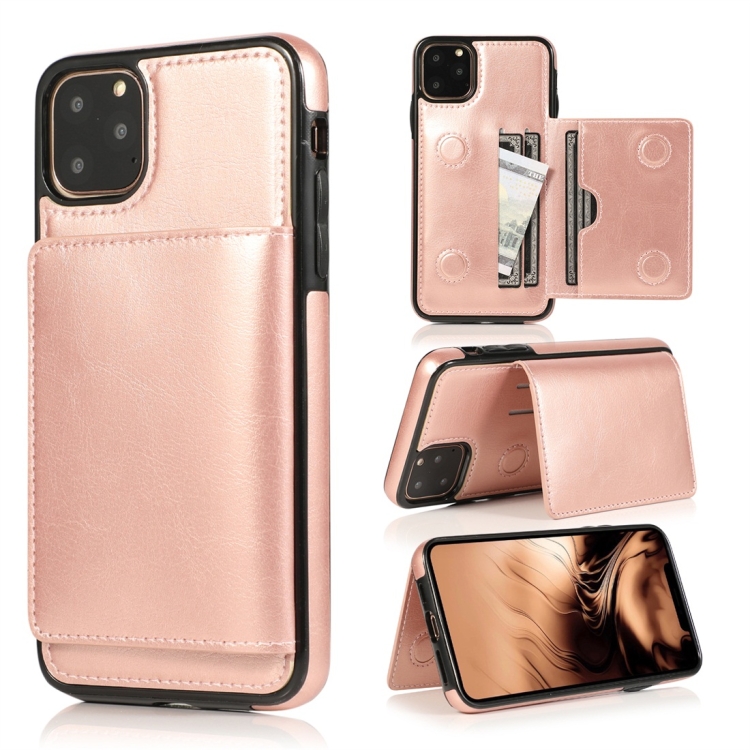 For iPhone 11 Pro Max Shockproof PU + TPU Protective Case with Card Slots & Holder(Rose Gold)
For iPhone 11 Pro Max Shockproof PU + TPU Protective Case with Card Slots & Holder(Rose Gold)