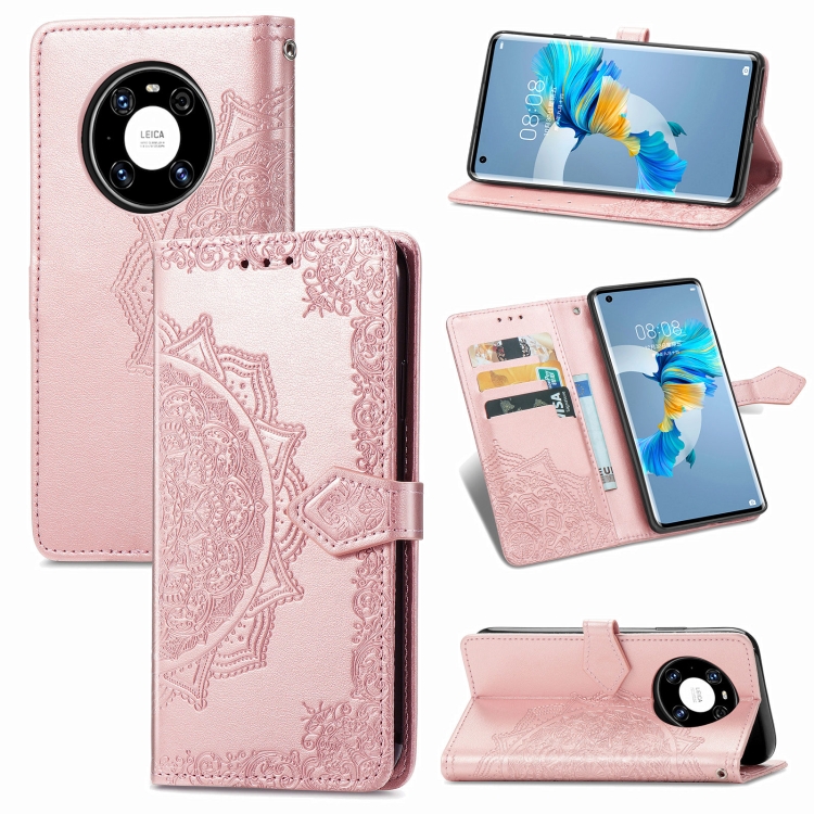 For Huawei Mate 40 Embossed Mandala Pattern TPU + PU Horizontal Flip Leather Case with Holder & Three Card Slots & Wallet(Rose Gold)
For Huawei Mate 40 Embossed Mandala Pattern TPU + PU Horizontal Flip Leather Case with Holder & Three Card Slots & Wallet(Rose Gold)