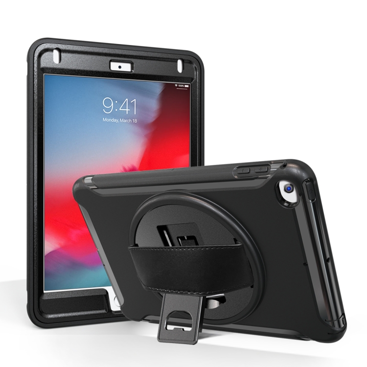For iPad mini (2019) & mini 4 360 Degree Rotation PC+TPU Protective Cover with Holder & Hand Strap(Black)
For iPad mini (2019) & mini 4 360 Degree Rotation PC+TPU Protective Cover with Holder & Hand Strap(Black)
