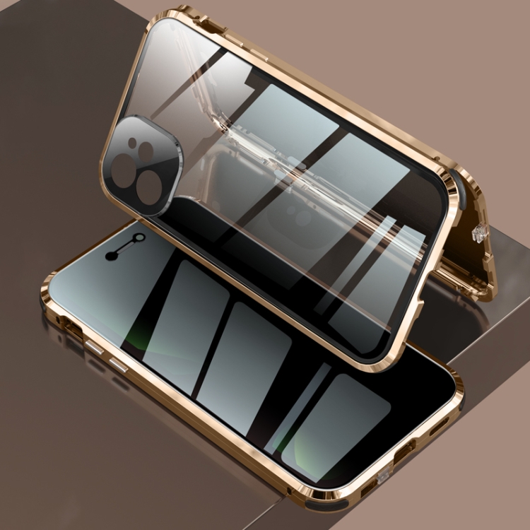 Four-corner Shockproof Anti-peeping Magnetic Metal Frame Double-sided Tempered Glass Case For iPhone 11(Gold)
Four-corner Shockproof Anti-peeping Magnetic Metal Frame Double-sided Tempered Glass Case For iPhone 11(Gold)