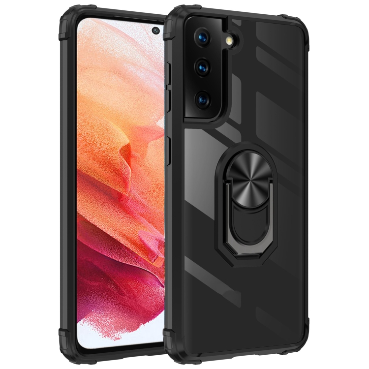 For Samsung Galaxy S21 5G Shockproof Transparent TPU + Acrylic Protective Case with Ring Holder(Black)
For Samsung Galaxy S21 5G Shockproof Transparent TPU + Acrylic Protective Case with Ring Holder(Black)