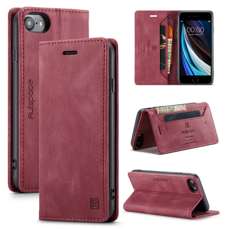 AutSpace A01 Retro Skin-feel Crazy Horse Texture Horizontal Flip Leather Case with Holder & Card Slots & Wallet & RFID For iPhone SE 2020 / 8 / 7(Wine Red)
AutSpace A01 Retro Skin-feel Crazy Horse Texture Horizontal Flip Leather Case with Holder & Card Slots & Wallet & RFID For iPhone SE 2020 / 8 / 7(Wine Red)