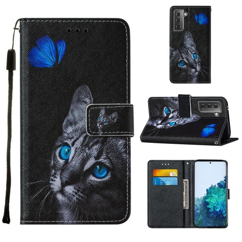 For Samsung Galaxy S21+ 5G Cross Texture Painting Pattern Horizontal Flip Leather Case with Holder & Card Slots & Wallet & Lanyard(Blue Butterfly Cat Eyes)
For Samsung Galaxy S21+ 5G Cross Texture Painting Pattern Horizontal Flip Leather Case with Holder & Card Slots & Wallet & Lanyard(Blue Butterfly Cat Eyes)