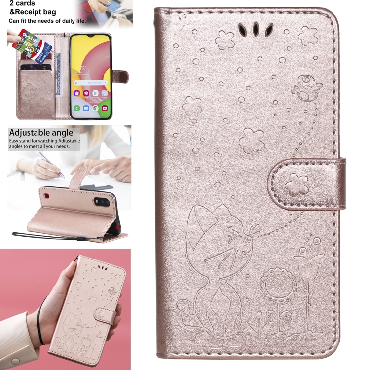For Samsung Galaxy A01 Cat Bee Embossing Pattern Shockproof Horizontal Flip Leather Case with Holder & Card Slots & Wallet(Rose Gold)
For Samsung Galaxy A01 Cat Bee Embossing Pattern Shockproof Horizontal Flip Leather Case with Holder & Card Slots & Wallet(Rose Gold)