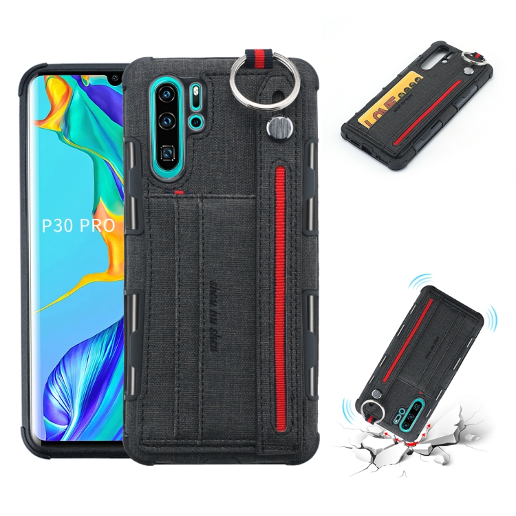 For Huawei P30 Pro Cloth Texture + TPU Shockproof Protective Case with Metal Ring & Holder & Card Slots & Hanging Strap(Black)
For Huawei P30 Pro Cloth Texture + TPU Shockproof Protective Case with Metal Ring & Holder & Card Slots & Hanging Strap(Black)