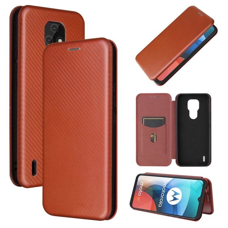For Motorola Moto E7 Carbon Fiber Texture Magnetic Horizontal Flip TPU + PC + PU Leather Case with Card Slot(Brown)
For Motorola Moto E7 Carbon Fiber Texture Magnetic Horizontal Flip TPU + PC + PU Leather Case with Card Slot(Brown)