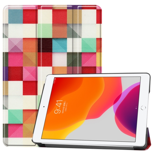 

For iPad 10.2 / iPad 10.2 2020 Colored Drawing Horizontal Flip Leather Case with Three-folding Holder & Sleep / Wake-up Function(Magic Cube)