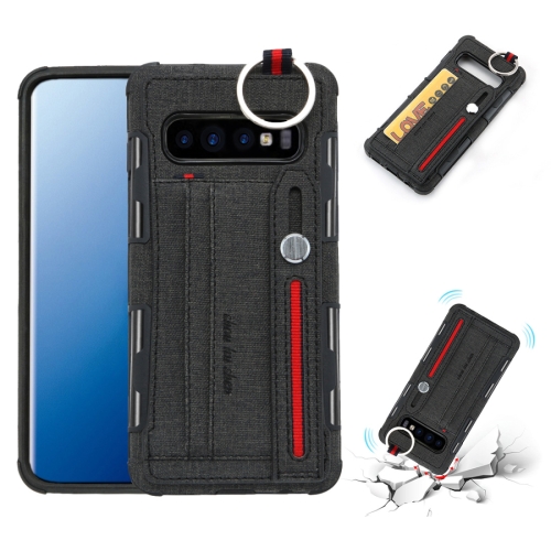 For Galaxy S10+ Cloth Texture + TPU Shockproof Protective Case with Metal Ring & Holder & Card Slots & Hanging Strap(Black)
For Galaxy S10+ Cloth Texture + TPU Shockproof Protective Case with Metal Ring & Holder & Card Slots & Hanging Strap(Black)