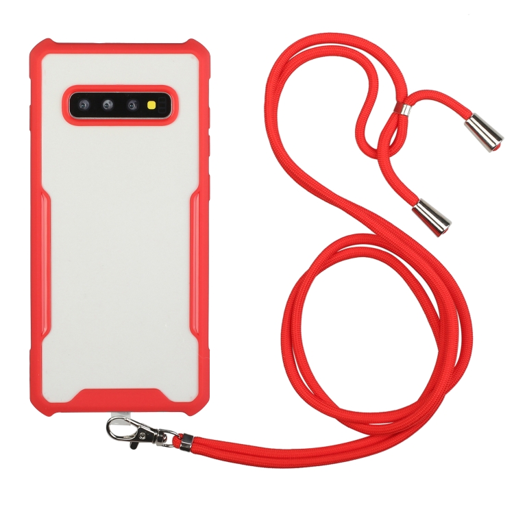 For Samsung Galaxy S10+ Acrylic + Color TPU Shockproof Case with Neck Lanyard(Red)
For Samsung Galaxy S10+ Acrylic + Color TPU Shockproof Case with Neck Lanyard(Red)