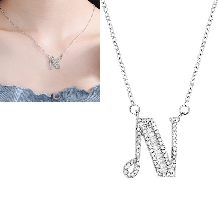 Women Fashion S925 Sterling Silver English Alphabet Pendant Necklace, Style:N
Women Fashion S925 Sterling Silver English Alphabet Pendant Necklace, Style:N