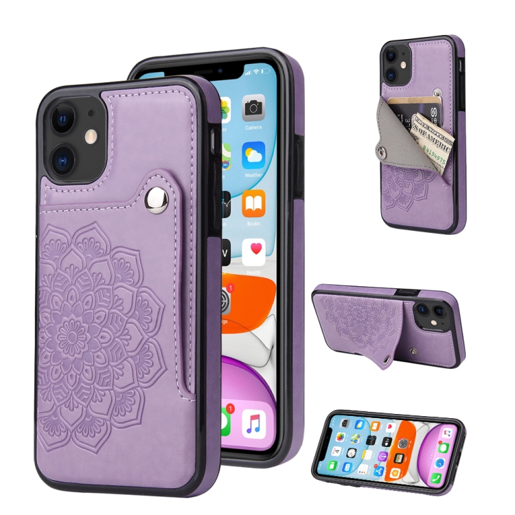Embossed Pattern PU + TPU Protective Case with Holder & Wallet & Card Slots For iPhone 11(Purple) 
Embossed Pattern PU + TPU Protective Case with Holder & Wallet & Card Slots For iPhone 11(Purple)