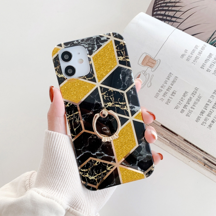 Glitter Powder Electroplated Marble TPU Protective Case with Ring Holder For iPhone 12 Pro Max(Black)
Glitter Powder Electroplated Marble TPU Protective Case with Ring Holder For iPhone 12 Pro Max(Black)
