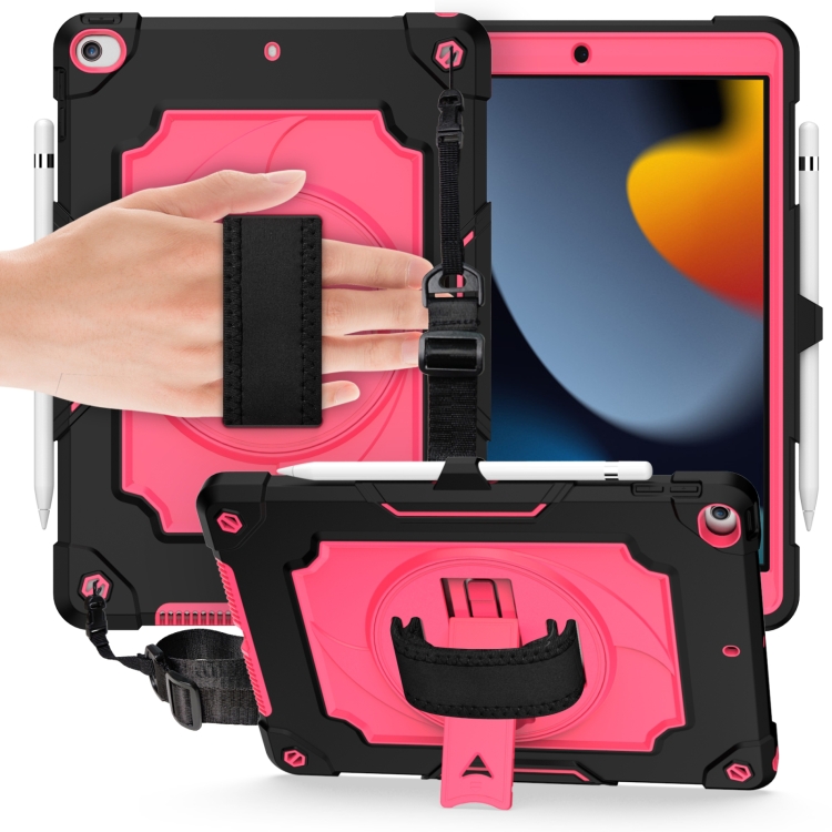 360 Degree Rotation Turntable Contrast Color Robot Shockproof Silicone + PC Protective Case with Holder For iPad 10.2 / 10.2 (2020) / Pro 10.5(Black + Rose Red)
360 Degree Rotation Turntable Contrast Color Robot Shockproof Silicone + PC Protective Case with Holder For iPad 10.2 / 10.2 (2020) / Pro 10.5(Black + Rose Red)