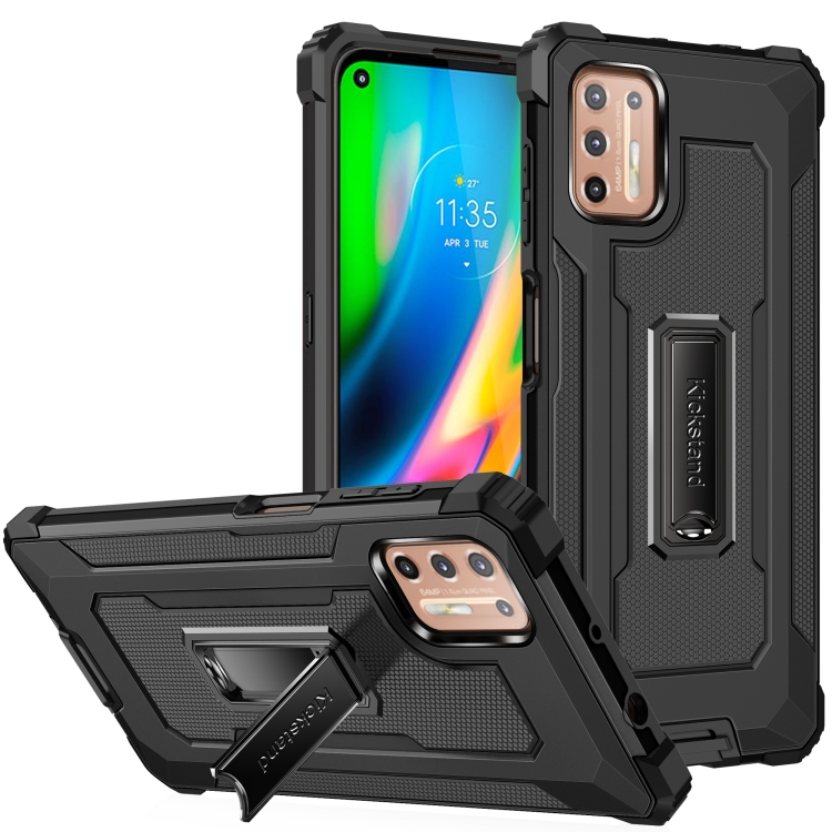 For Motorola Moto G9 Plus Knight Jazz PC+TPU Shockproof Protective Case with Foldable Holder(Black)
For Motorola Moto G9 Plus Knight Jazz PC+TPU Shockproof Protective Case with Foldable Holder(Black)