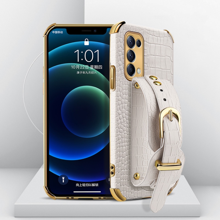 For OPPO Reno5 Pro Plus Electroplated TPU Crocodile Pattern Leather Case with Wrist Strap(White)
For OPPO Reno5 Pro Plus Electroplated TPU Crocodile Pattern Leather Case with Wrist Strap(White)