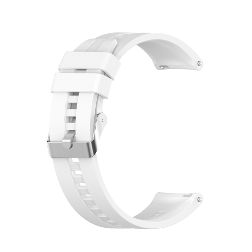 

For Amazfit GTS 2e / GTS 2 20mm Silicone Replacement Strap Watchband with Silver Buckle(White)
