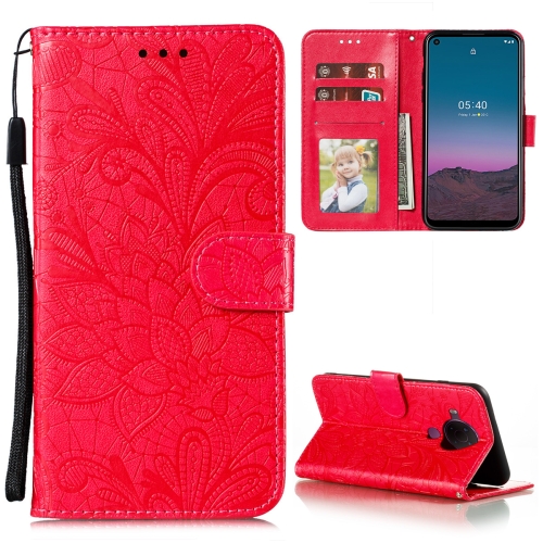 For Nokia 5.4 Lace Flower Embossing Pattern Horizontal Flip Leather Case with Holder & Card Slots & Wallet & Photo Frame(Red)
For Nokia 5.4 Lace Flower Embossing Pattern Horizontal Flip Leather Case with Holder & Card Slots & Wallet & Photo Frame(Red)