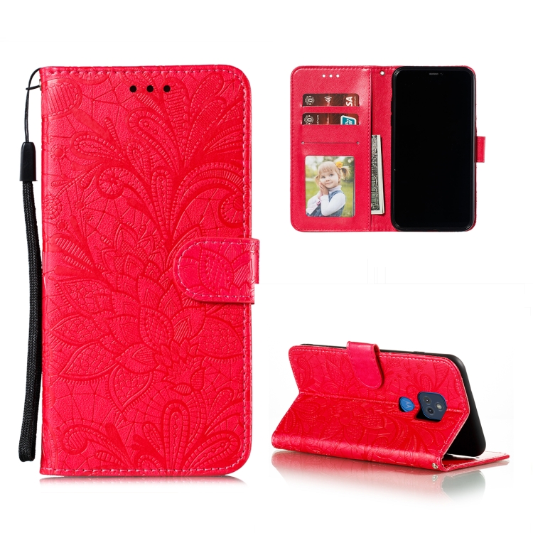 For Motorola Moto G Play (2021) Lace Flower Embossing Pattern Horizontal Flip Leather Case with Holder & Card Slots & Wallet & Photo Frame(Red)
For Motorola Moto G Play (2021) Lace Flower Embossing Pattern Horizontal Flip Leather Case with Holder & Card Slots & Wallet & Photo Frame(Red)