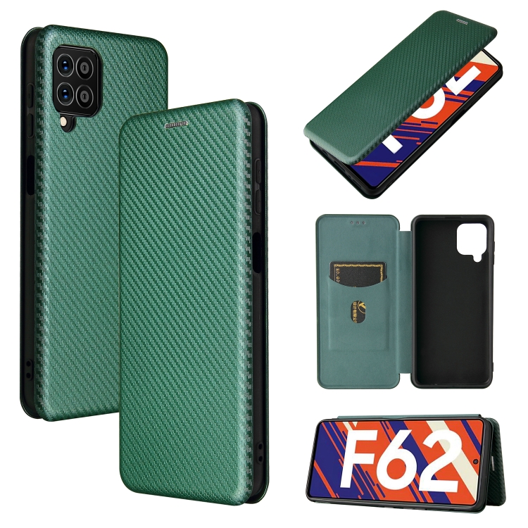 For Samsung Galaxy F62 Carbon Fiber Texture Magnetic Horizontal Flip TPU + PC + PU Leather Case with Card Slot(Green)
For Samsung Galaxy F62 Carbon Fiber Texture Magnetic Horizontal Flip TPU + PC + PU Leather Case with Card Slot(Green)