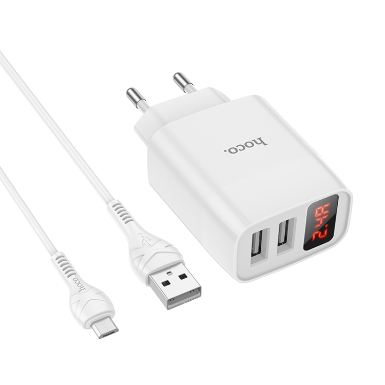 hoco C86A Illustrious Dual Port Charger + USB to Micro USB Data Cable with Digital Display, Plug Type: EU Plug(White)
hoco C86A Illustrious Dual Port Charger + USB to Micro USB Data Cable with Digital Display, Plug Type: EU Plug(White)
