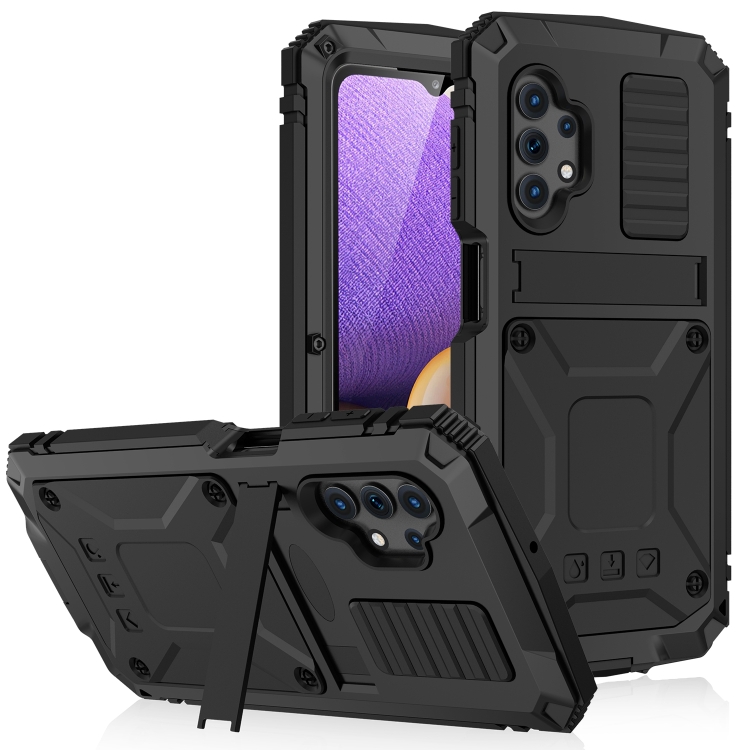For Samsung Galaxy A32 5G R-JUST Waterproof Shockproof Dustproof Metal + Silicone Protective Case with Holder(Black)
For Samsung Galaxy A32 5G R-JUST Waterproof Shockproof Dustproof Metal + Silicone Protective Case with Holder(Black)