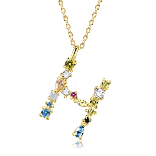 S925 Sterling Silver 26 Engligh Letters Colorful Zircon Women Nacklace Jewelry, Style:H(Gold)
S925 Sterling Silver 26 Engligh Letters Colorful Zircon Women Nacklace Jewelry, Style:H(Gold)