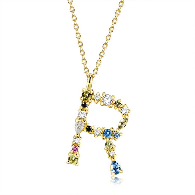 S925 Sterling Silver 26 Engligh Letters Colorful Zircon Women Nacklace Jewelry, Style:R(Gold)
S925 Sterling Silver 26 Engligh Letters Colorful Zircon Women Nacklace Jewelry, Style:R(Gold)